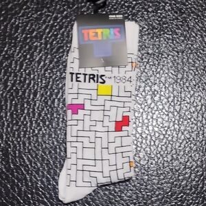 Men's White Socks with Multicolor Blocks